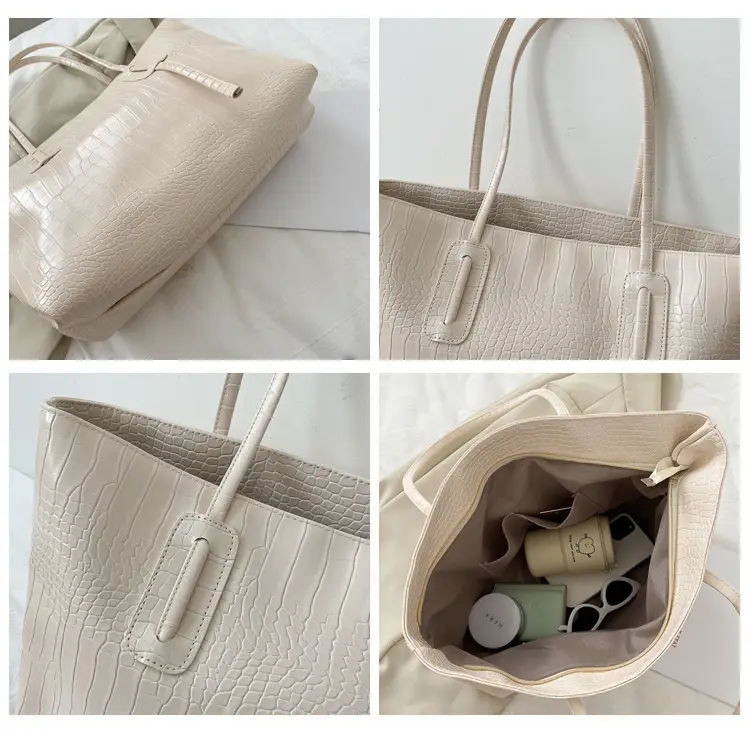 Simple Large Capacity Women's Beige Tote Bag — feature 5