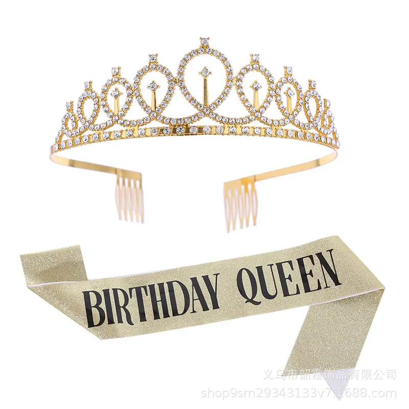 Crystal Crown Diamond Birthday Queen Headband Set - Image 4
