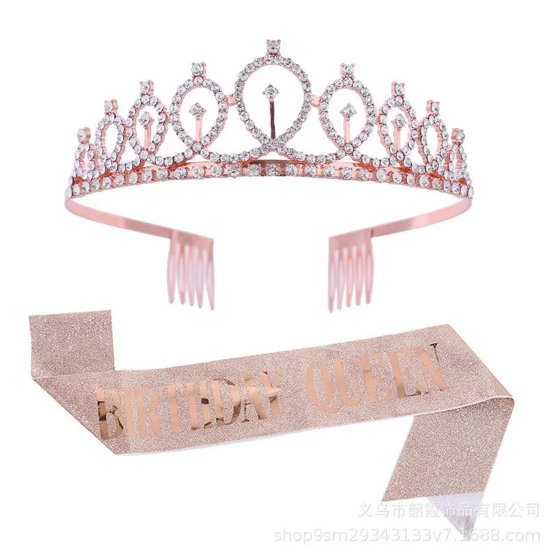Crystal Crown Diamond Birthday Queen Headband Set - Image 5