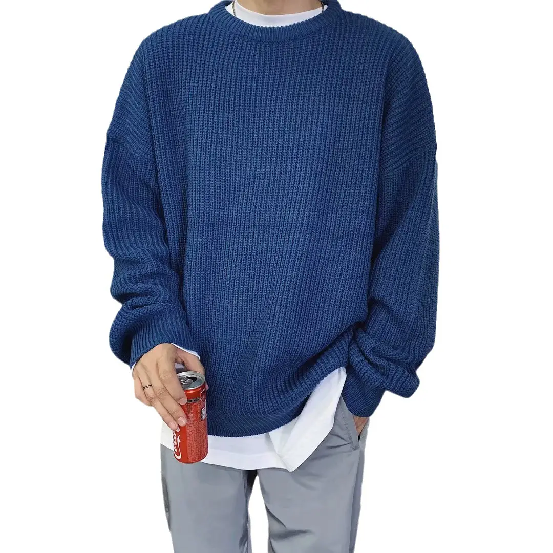 Men's Green Knit Sweater Round Neck Loose All Season - Image 15