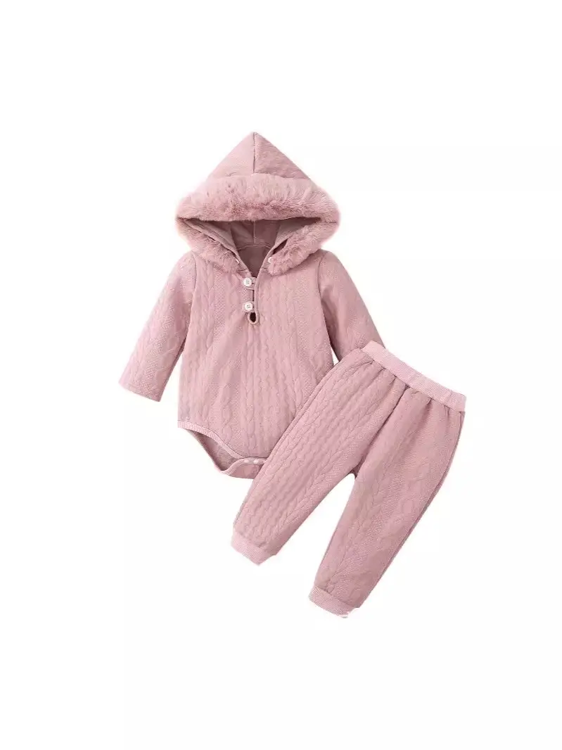 White Hooded Romper for Newborns Two-Piece Set - Image 5