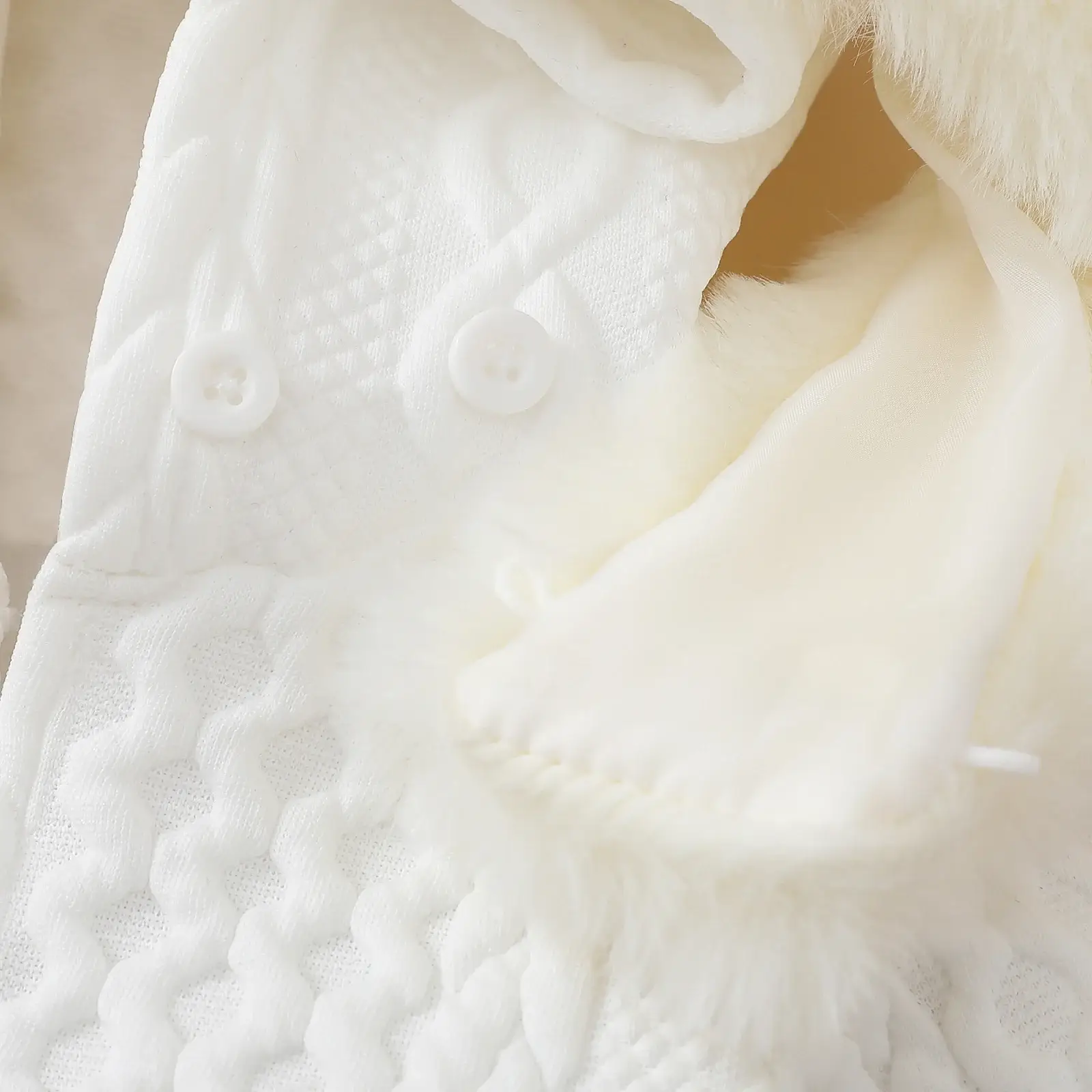 White Hooded Romper for Newborns Two-Piece Set — feature 11