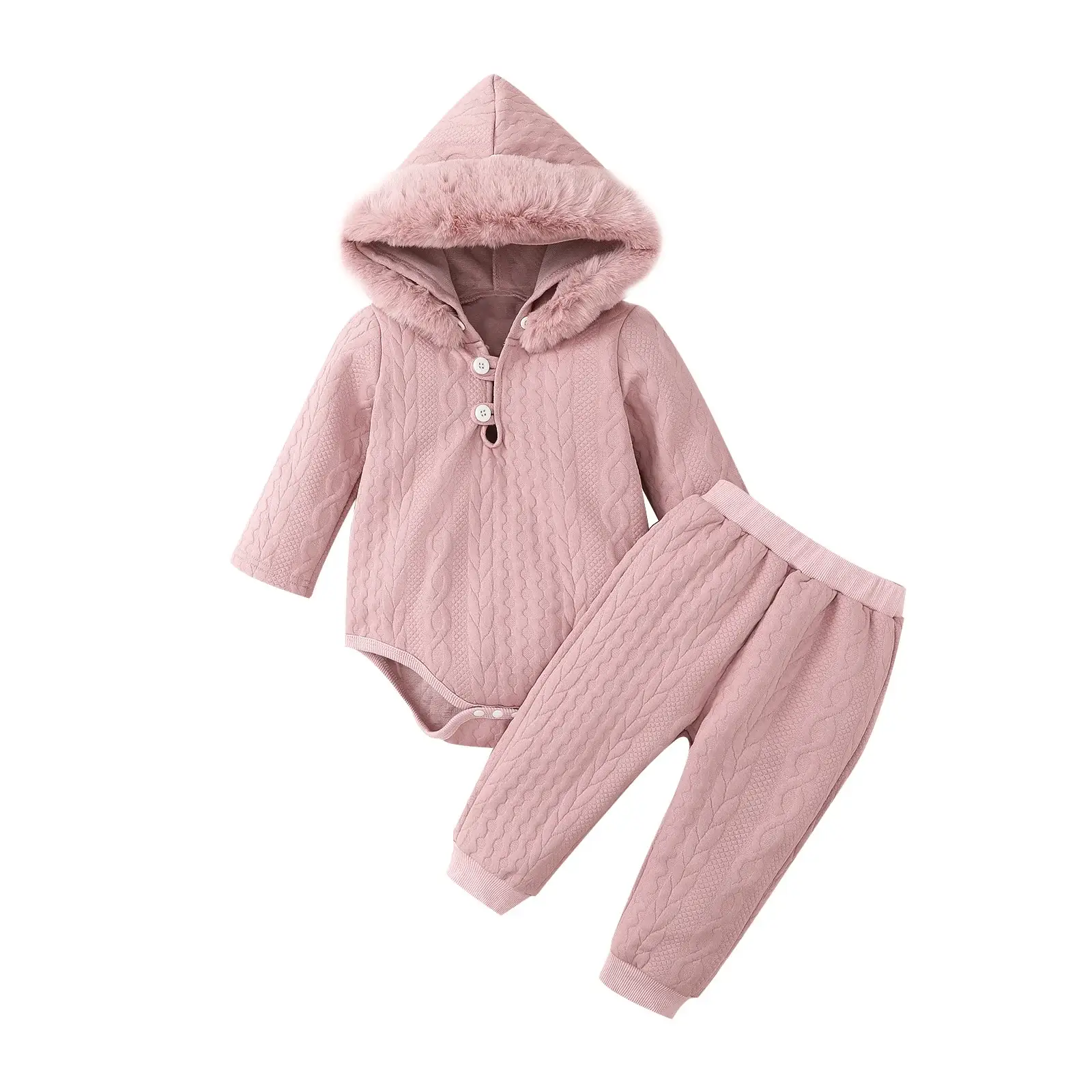 White Hooded Romper for Newborns Two-Piece Set — feature 12