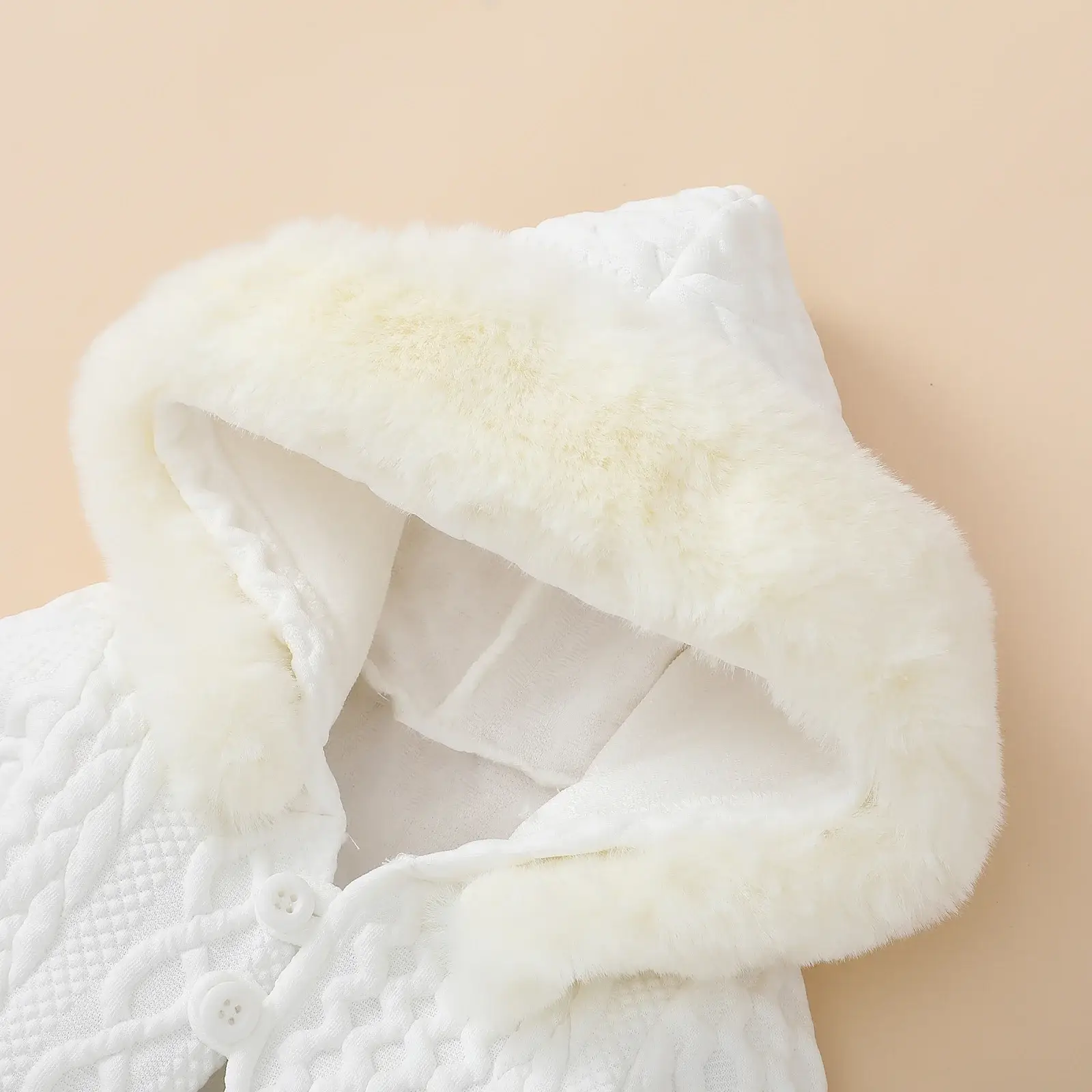 White Hooded Romper for Newborns Two-Piece Set — feature 5