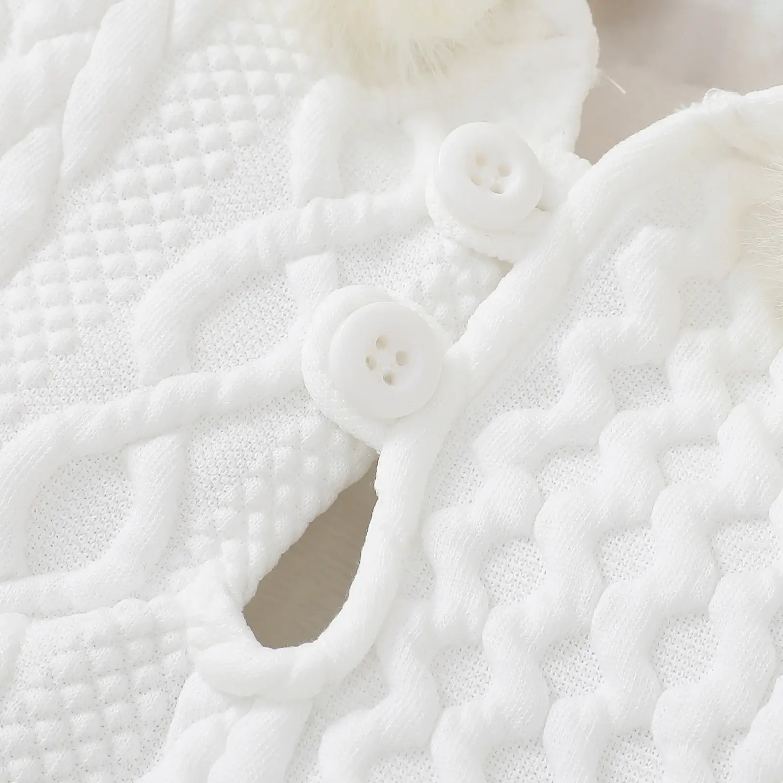 White Hooded Romper for Newborns Two-Piece Set — feature 7