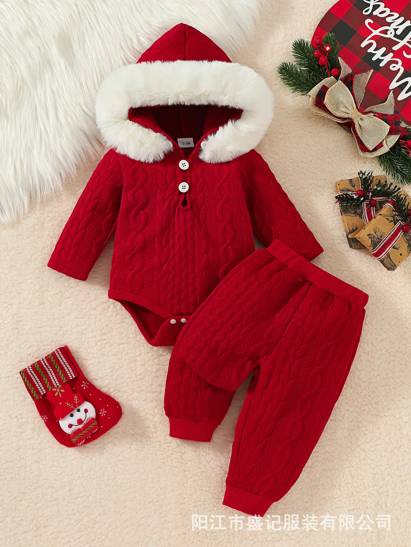 White Hooded Romper for Newborns Two-Piece Set - Image 3