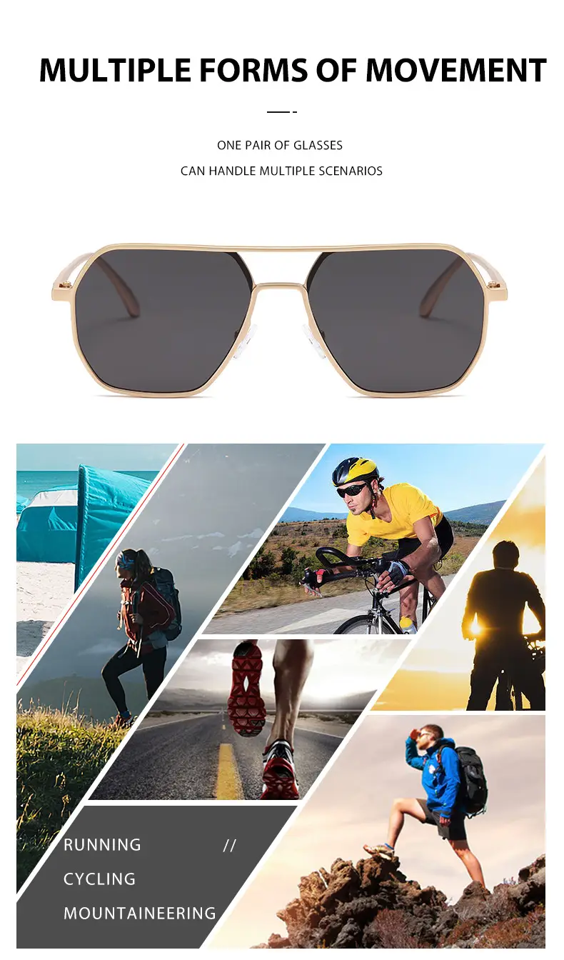 Men's Gold Polygon Sunglasses Polarized — feature 5