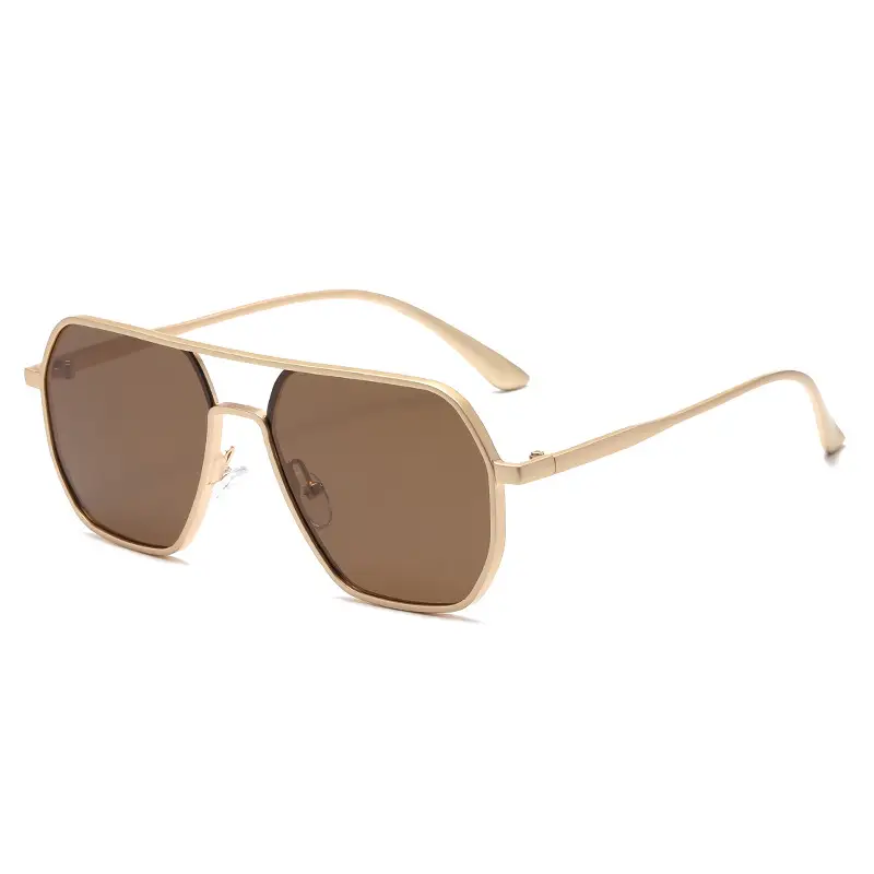 Men's Gold Polygon Sunglasses Polarized - Image 5