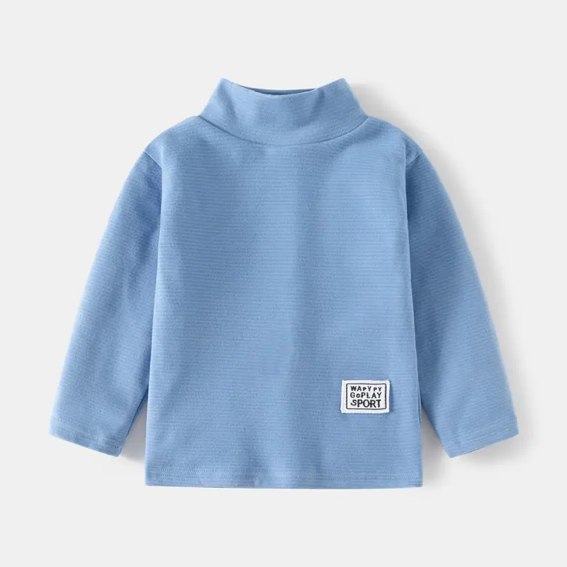 Blue Korean Boys Hoodie 2023 Winter Thickened High Collar