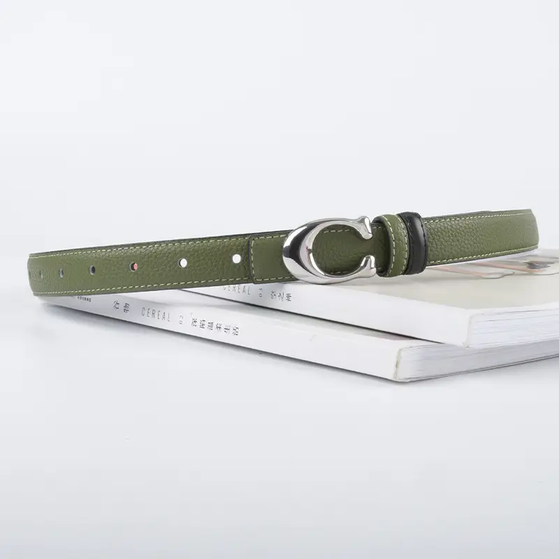 Women's Litchi Green Genuine Leather Belt All-Match - Image 10