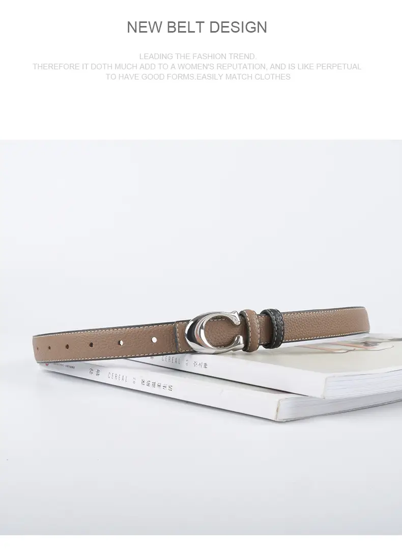 Women's Litchi Green Genuine Leather Belt All-Match β feature 11