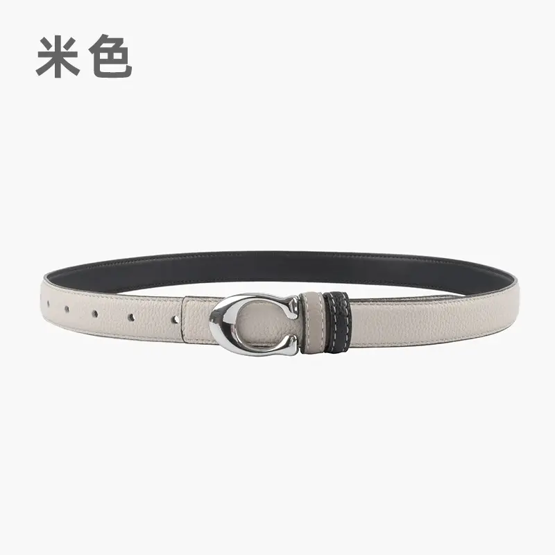 Women's Litchi Green Genuine Leather Belt All-Match - Image 2