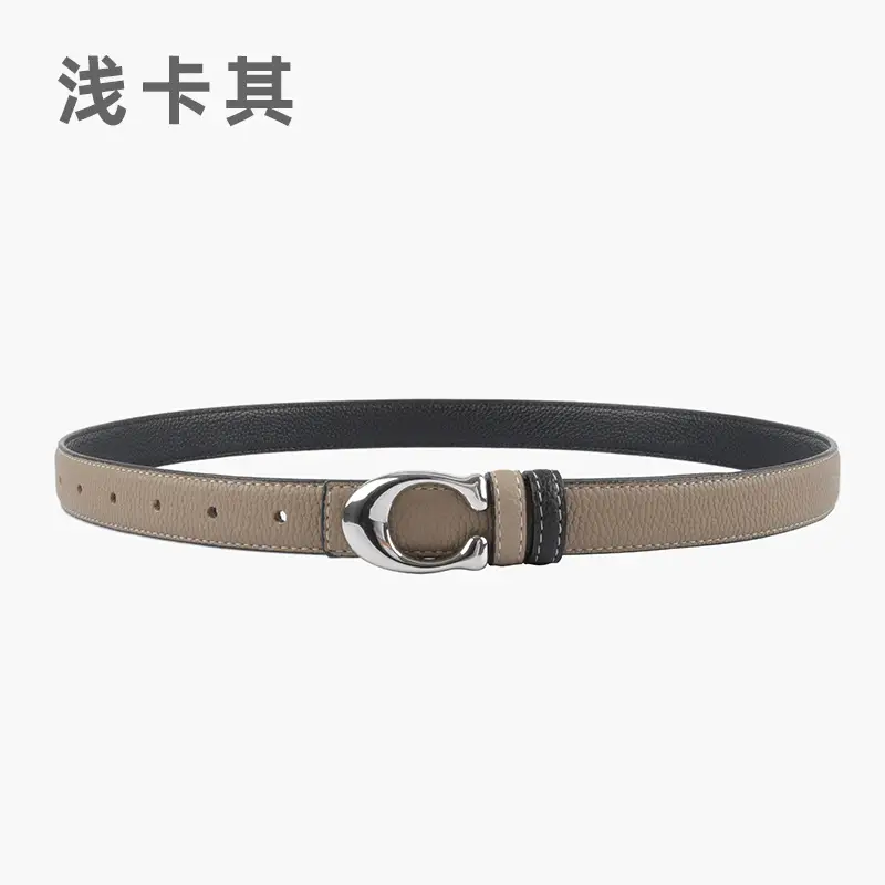 Women's Litchi Green Genuine Leather Belt All-Match - Image 3