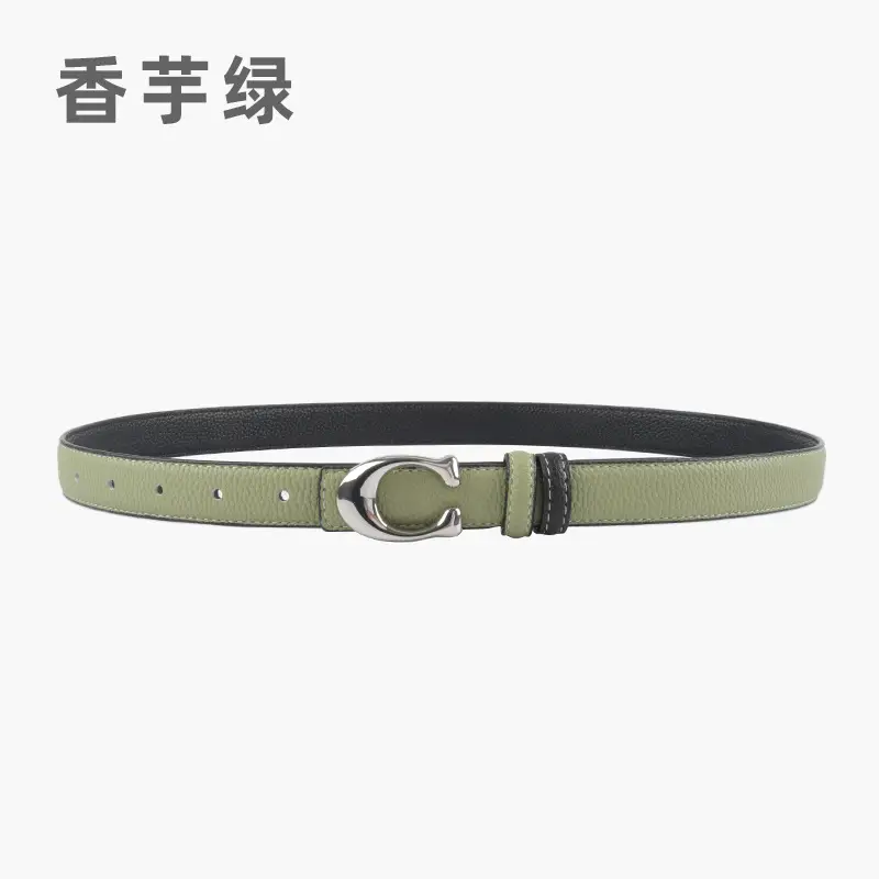 Women's Litchi Green Genuine Leather Belt All-Match - Image 6
