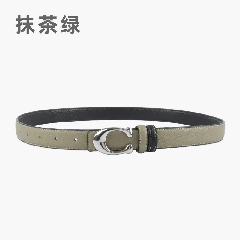 Women's Litchi Green Genuine Leather Belt All-Match - Image 8