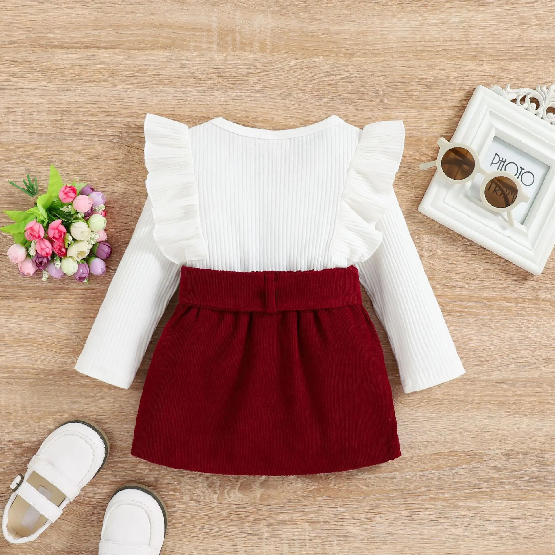 White Lace Long Sleeve Baby Suit for Girls - Image 4