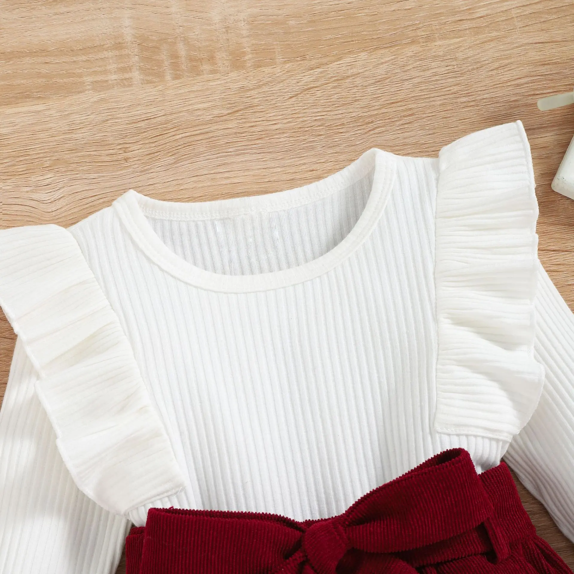 White Lace Long Sleeve Baby Suit for Girls - Image 5