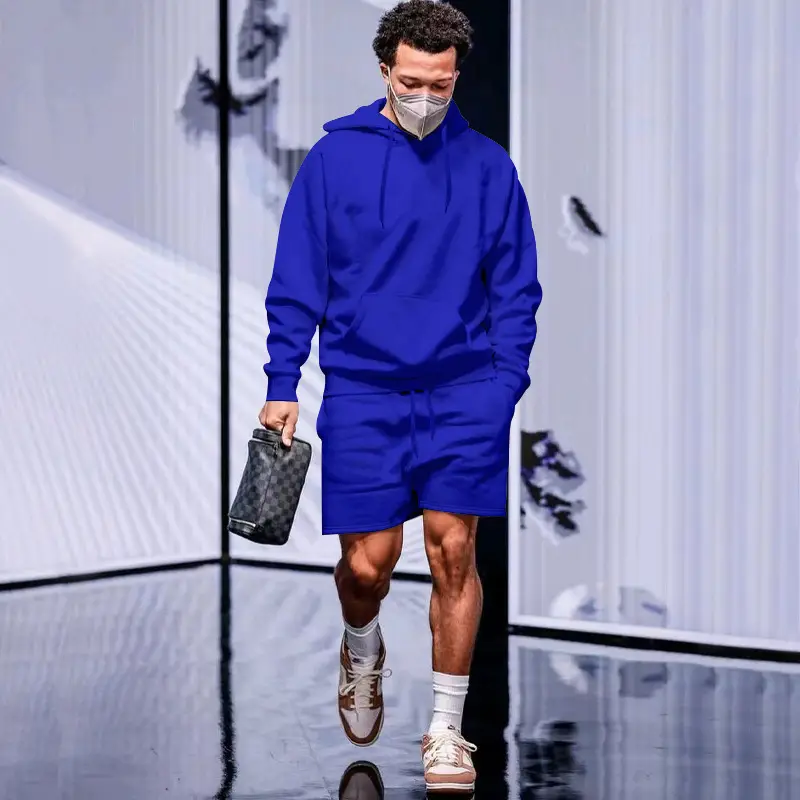 Men's Navy Hooded Sweatshirt & Shorts Set — feature 11