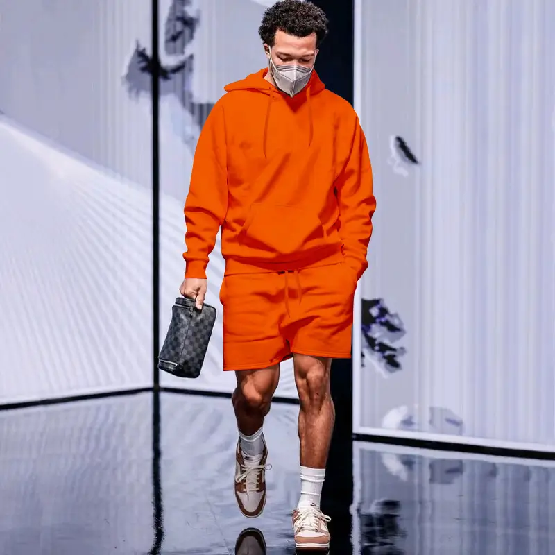 Men's Navy Hooded Sweatshirt & Shorts Set — feature 13