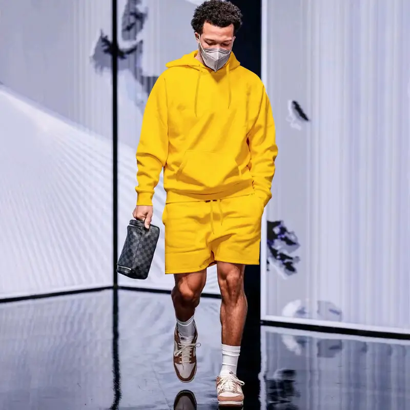 Men's Navy Hooded Sweatshirt & Shorts Set — feature 17