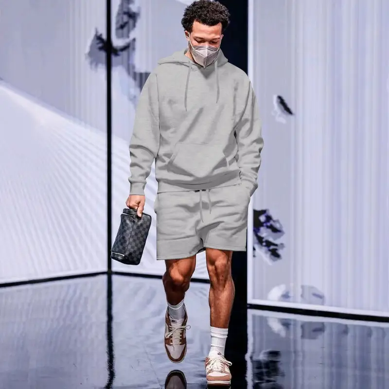 Men's Navy Hooded Sweatshirt & Shorts Set — feature 20