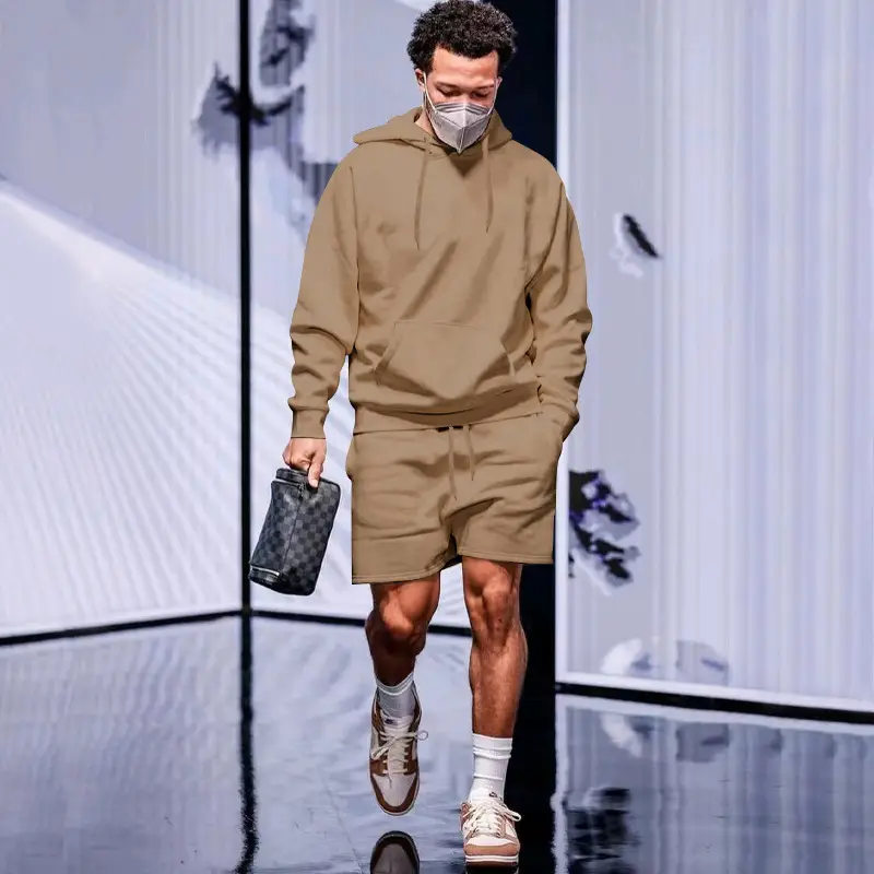 Men's Navy Hooded Sweatshirt & Shorts Set — feature 22