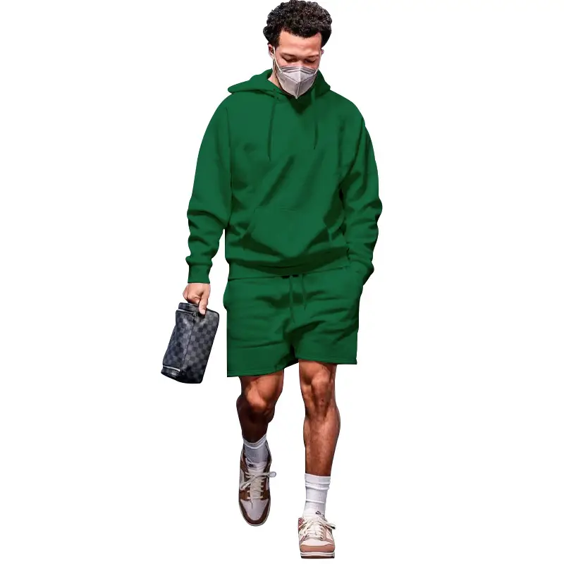 Men's Navy Hooded Sweatshirt & Shorts Set - Image 10