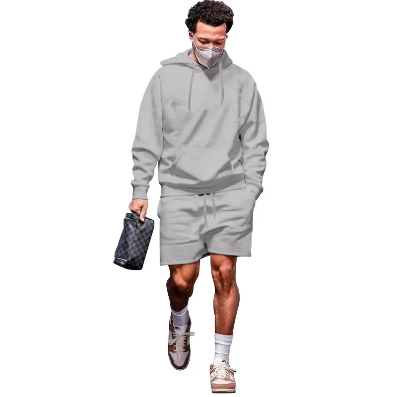 Men's Navy Hooded Sweatshirt & Shorts Set - Image 11
