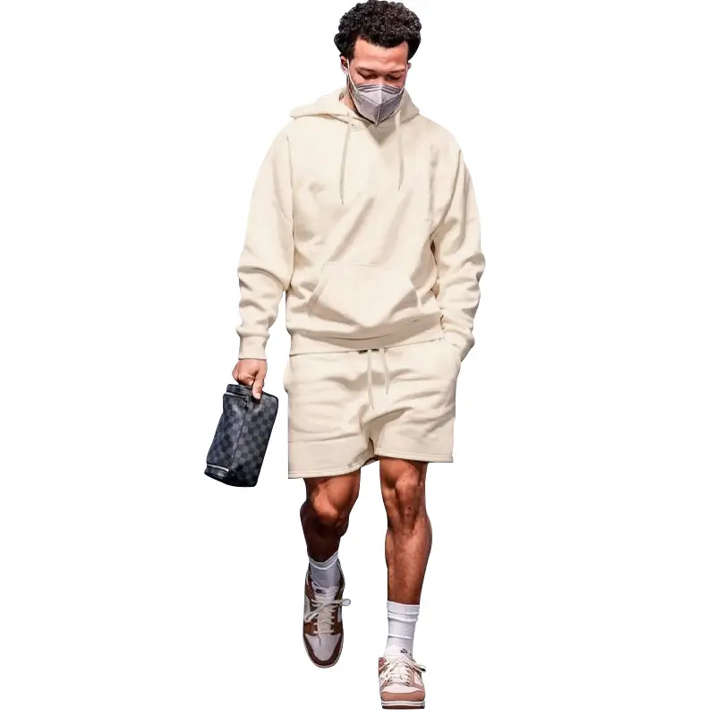 Men's Navy Hooded Sweatshirt & Shorts Set - Image 14