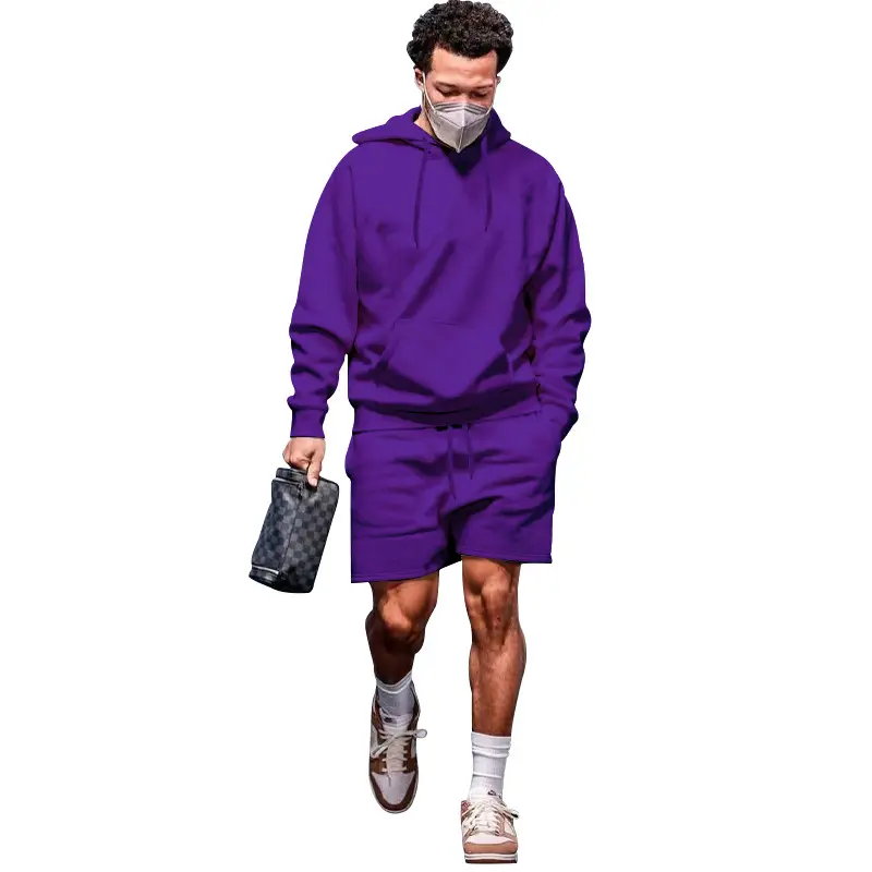 Men's Navy Hooded Sweatshirt & Shorts Set - Image 15
