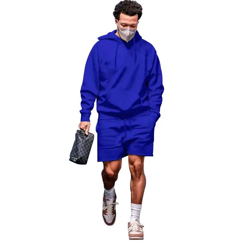 Men's Navy Hooded Sweatshirt & Shorts Set - Image 2