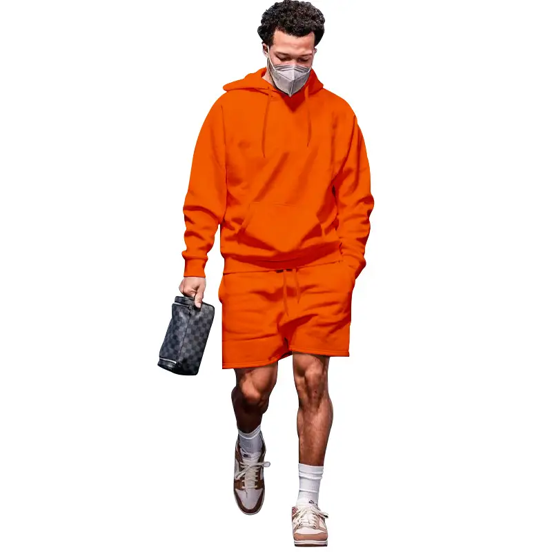 Men's Navy Hooded Sweatshirt & Shorts Set - Image 4