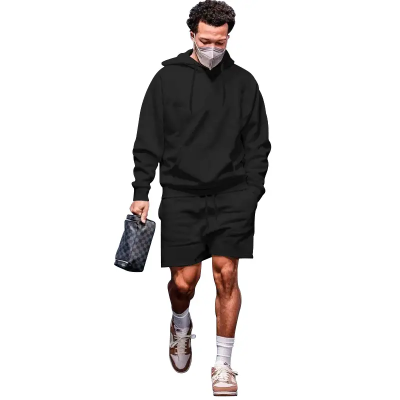 Men's Navy Hooded Sweatshirt & Shorts Set - Image 6