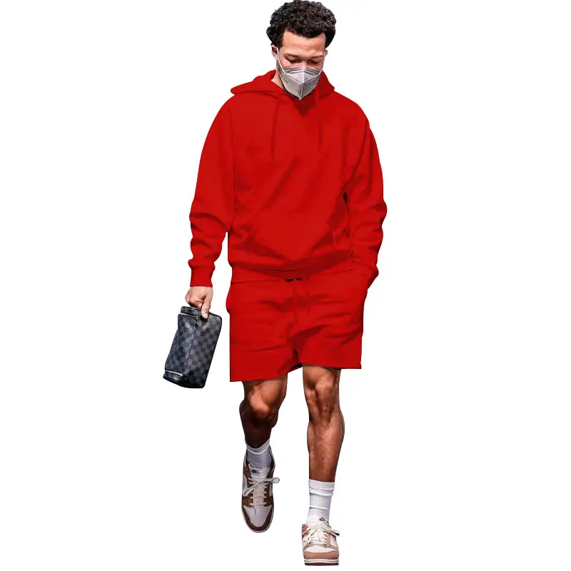 Men's Navy Hooded Sweatshirt & Shorts Set - Image 7