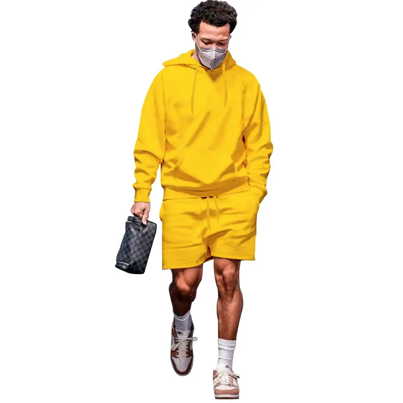 Men's Navy Hooded Sweatshirt & Shorts Set - Image 8