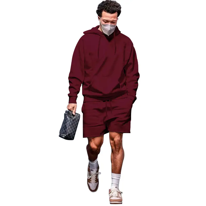 Men's Navy Hooded Sweatshirt & Shorts Set - Image 9
