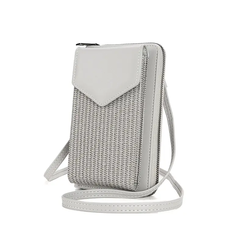 Black Woven Mobile Phone Bag with Long Strap - Image 3