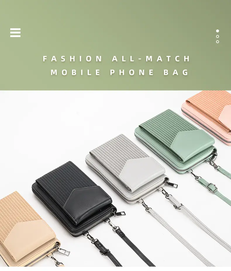 Black Woven Mobile Phone Bag with Long Strap — feature 1