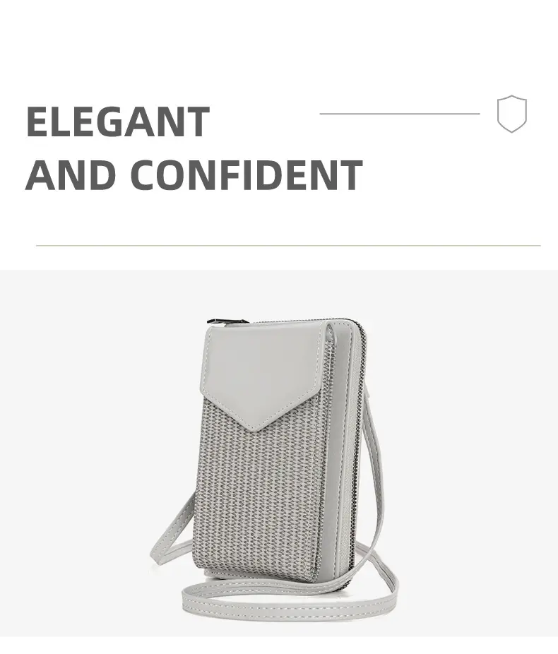 Black Woven Mobile Phone Bag with Long Strap — feature 2