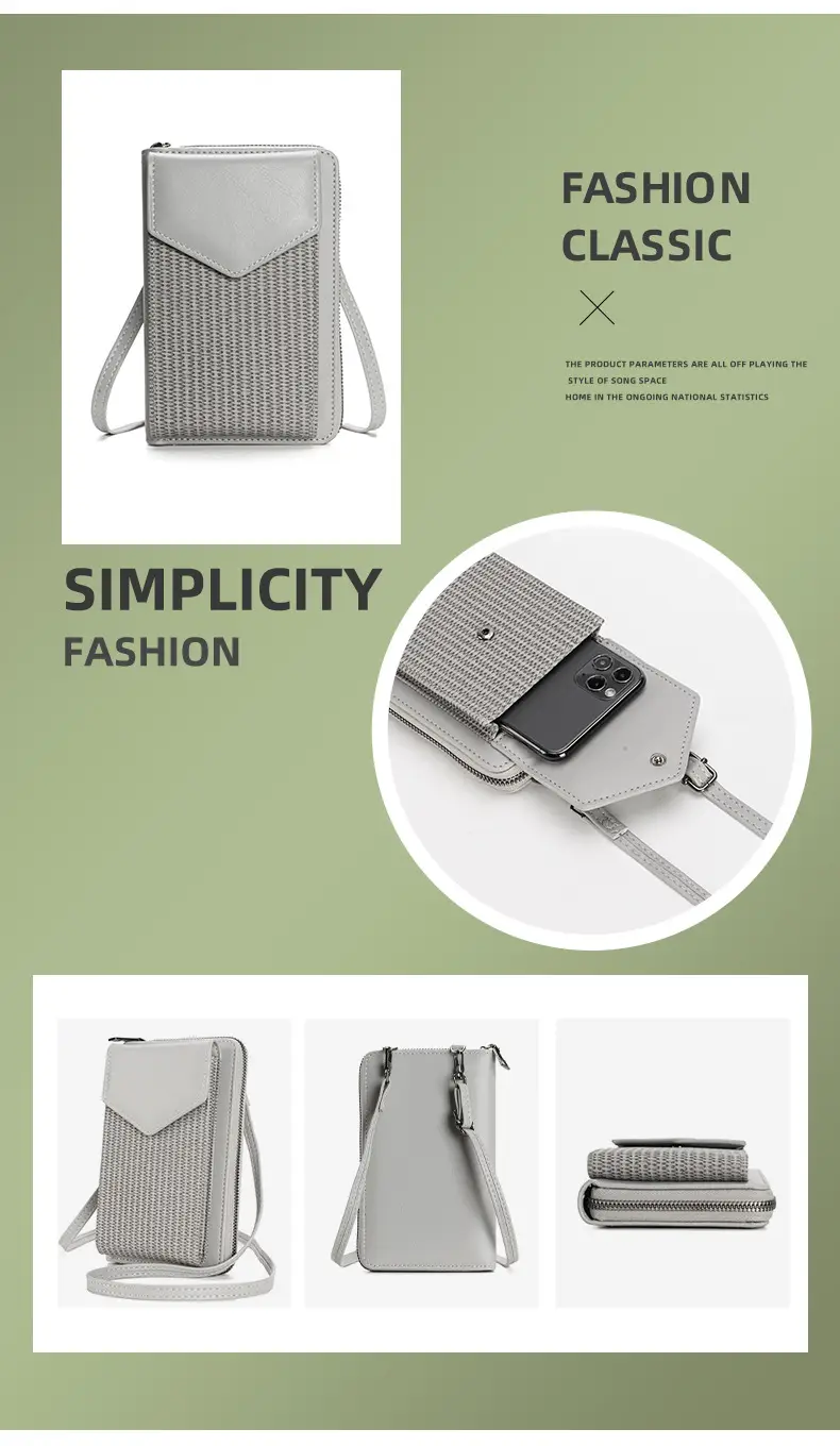 Black Woven Mobile Phone Bag with Long Strap — feature 3