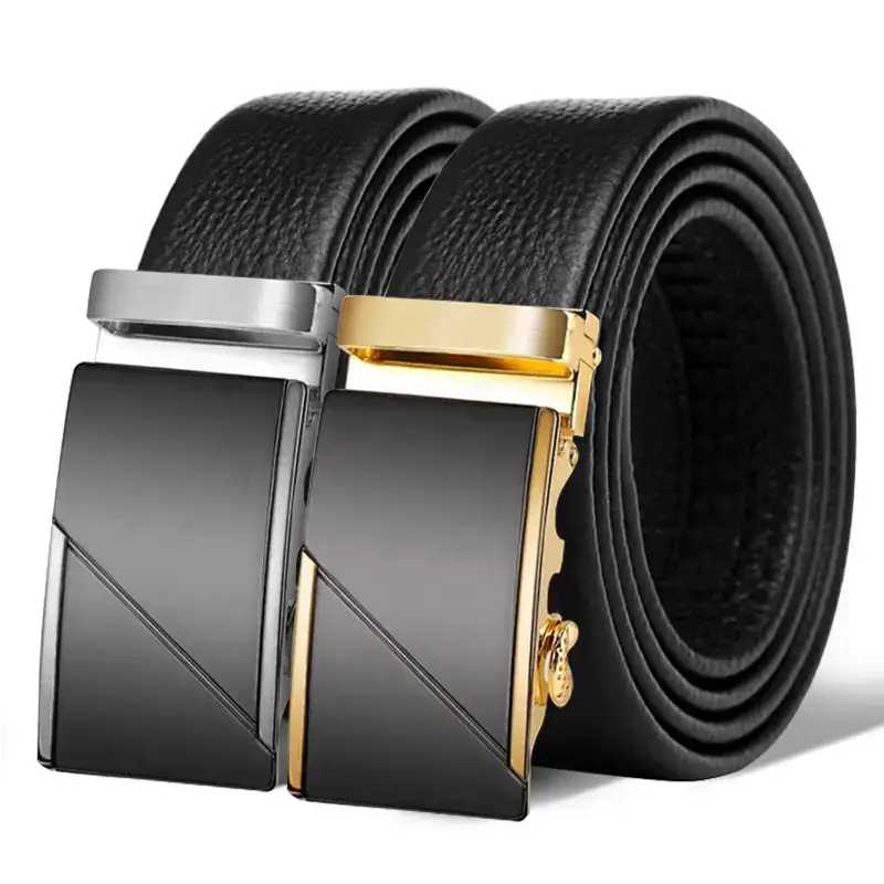 Men's Black Cowhide Belt with Gold Buckle - Image 2