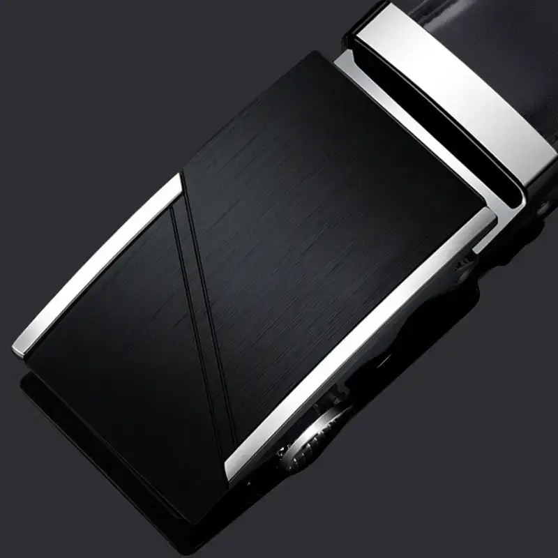 Men's Black Cowhide Belt with Gold Buckle - Image 3