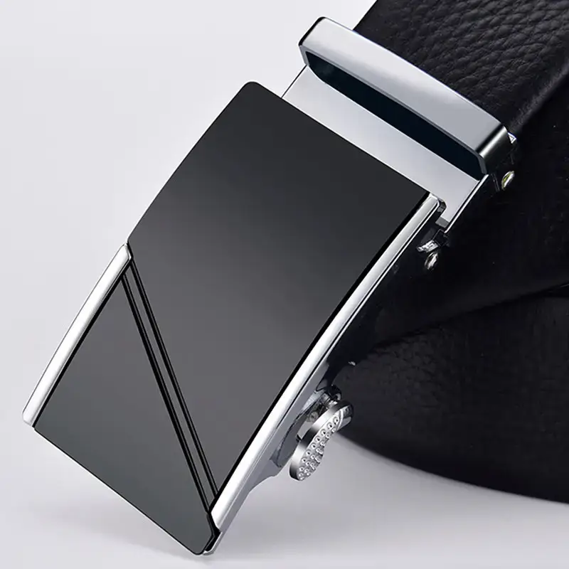 Men's Black Cowhide Belt with Gold Buckle - Image 4