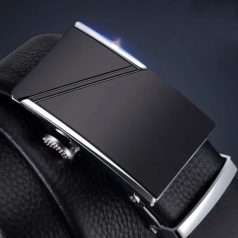 Men's Black Cowhide Belt with Gold Buckle - Image 5