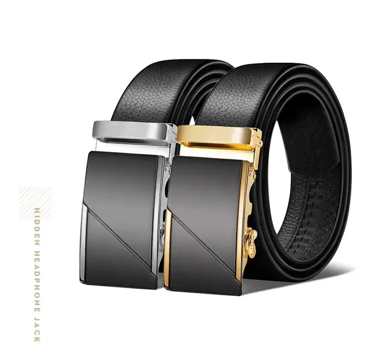 Men's Black Cowhide Belt with Gold Buckle β feature 10