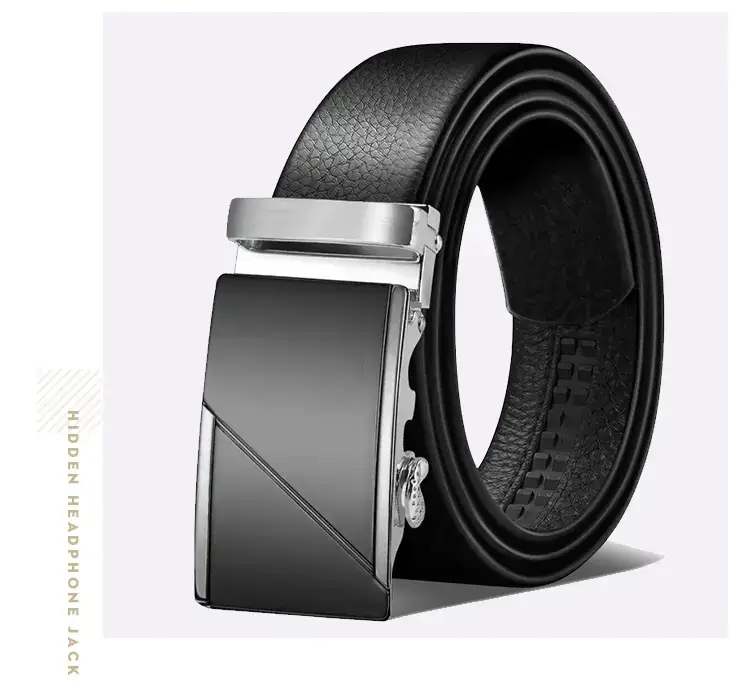 Men's Black Cowhide Belt with Gold Buckle β feature 11