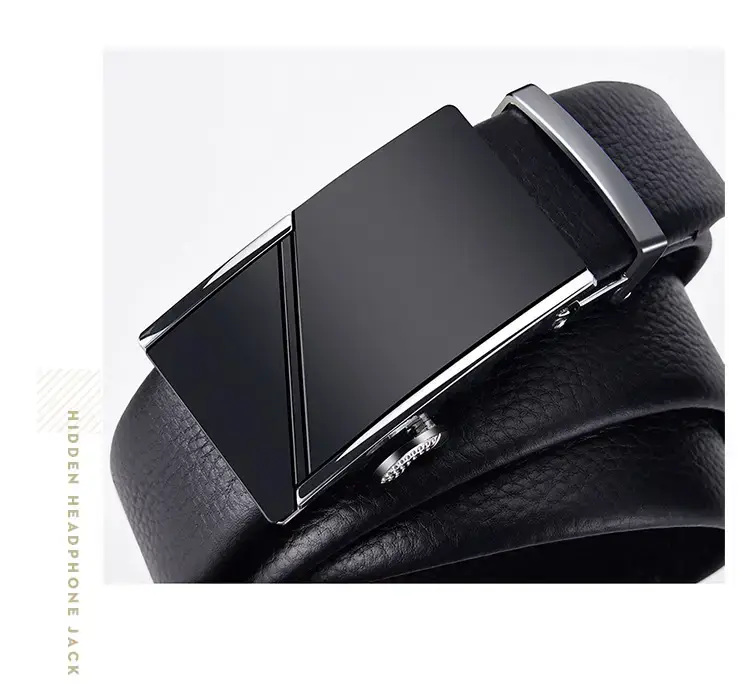 Men's Black Cowhide Belt with Gold Buckle β feature 13