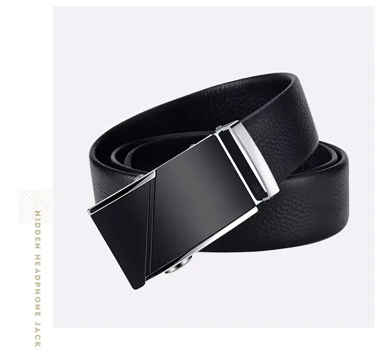 Men's Black Cowhide Belt with Gold Buckle β feature 14