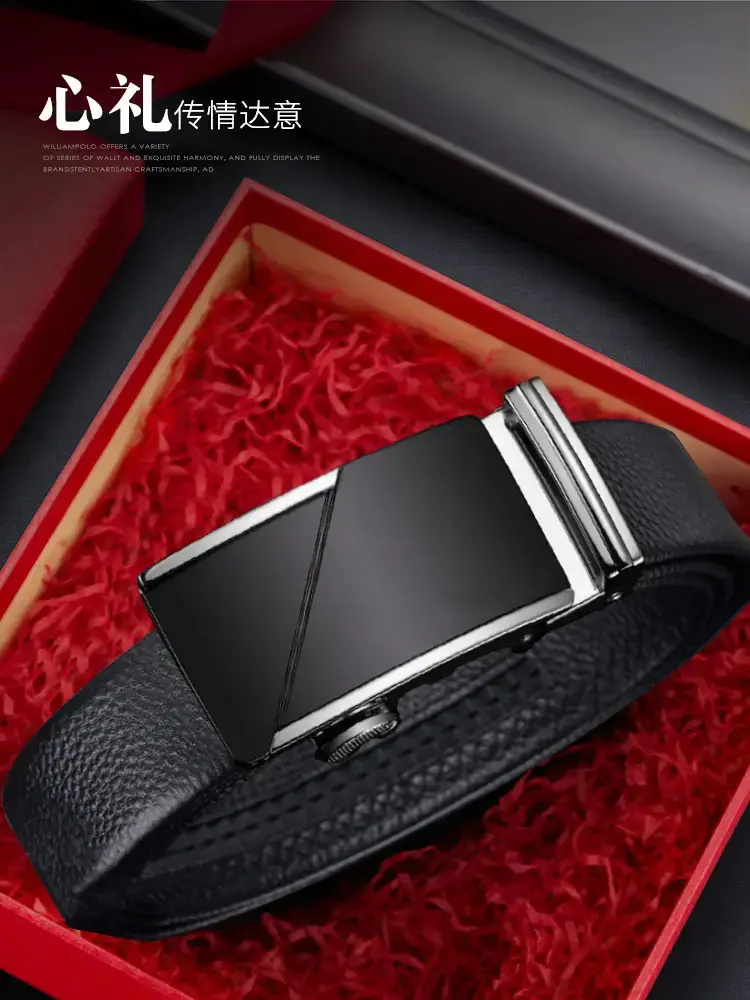 Men's Black Cowhide Belt with Gold Buckle β feature 4
