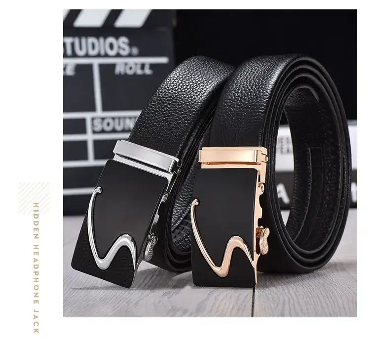 Men's Black Automatic Buckle Belt with Gold Plated Clasp โ feature 10